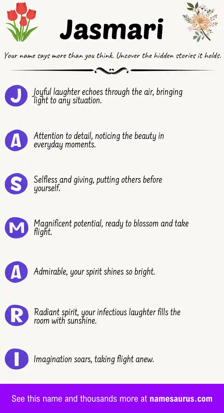 Acrostic poem about Jasmari.