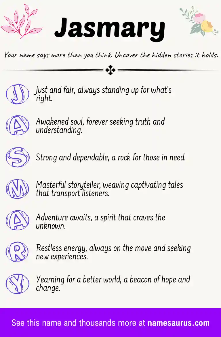 Acrostic poem about Jasmary.