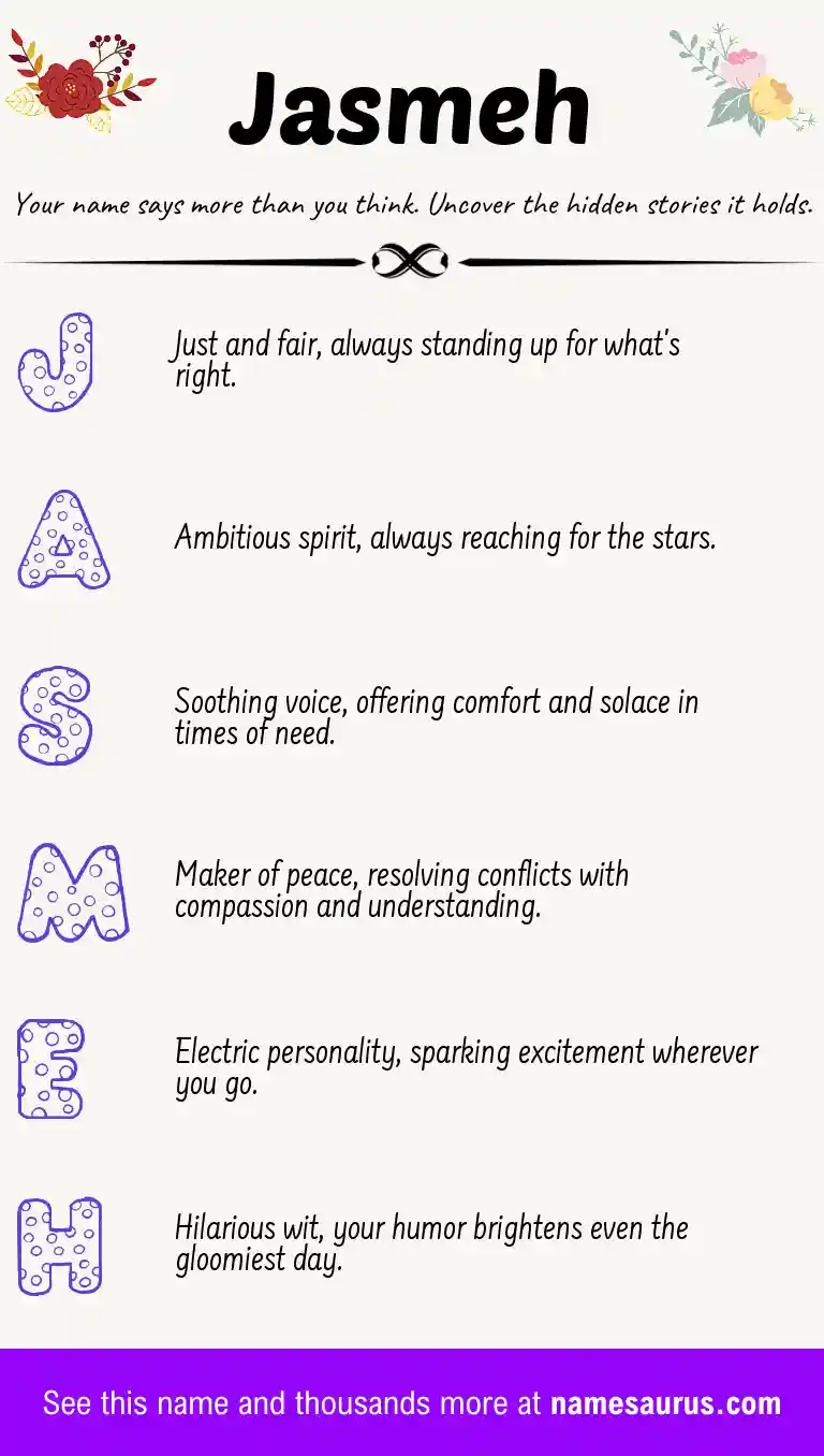Acrostic poem about Jasmeh.