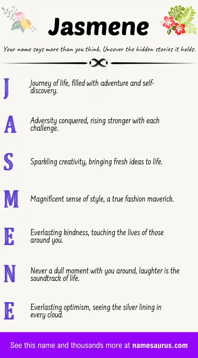 Acrostic poem about Jasmene.