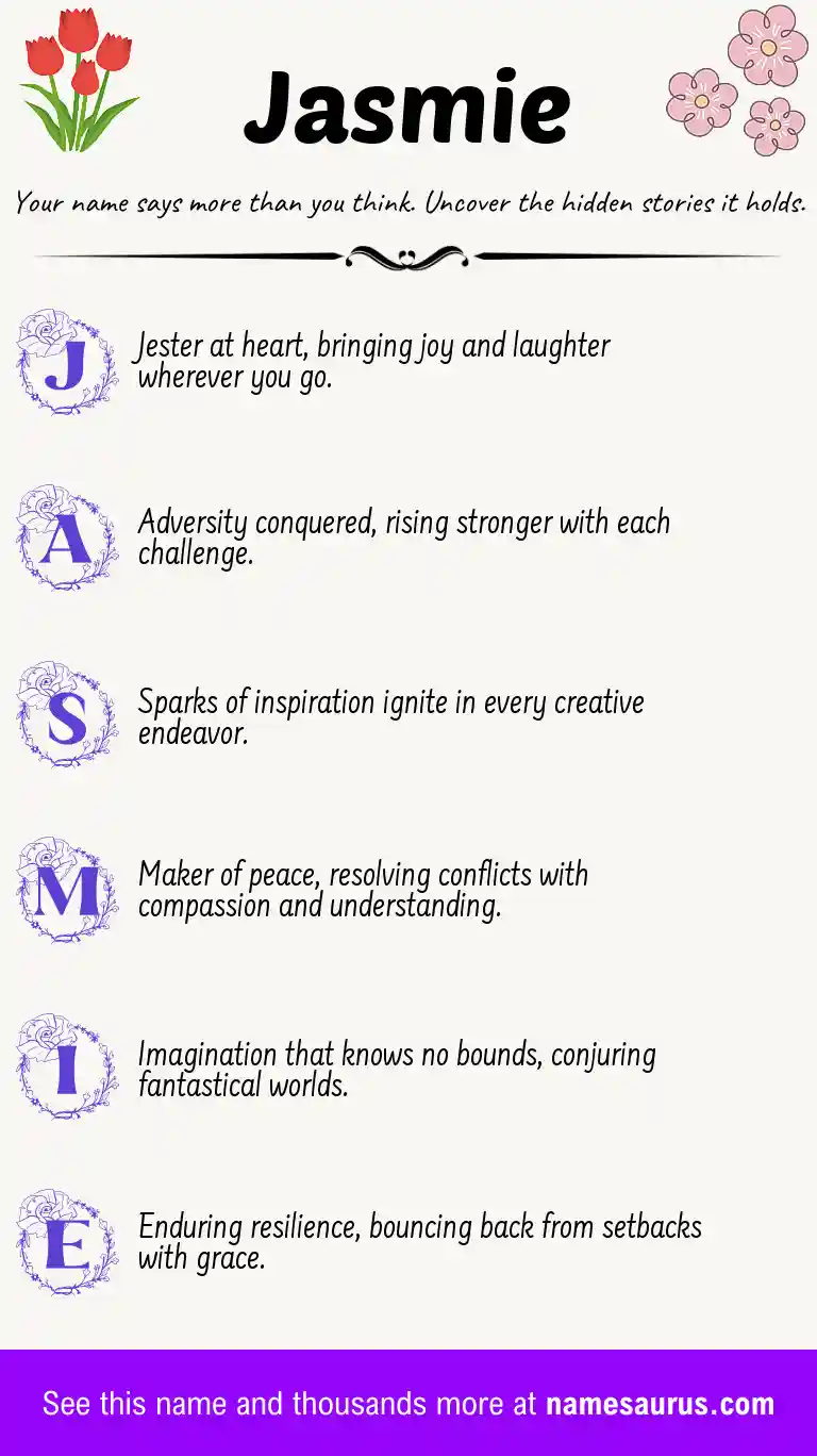 Acrostic poem about Jasmie.