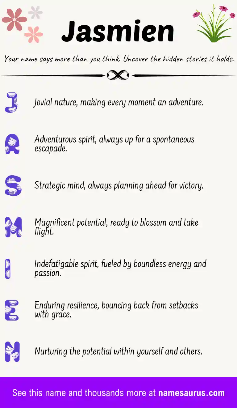 Acrostic poem about Jasmien.