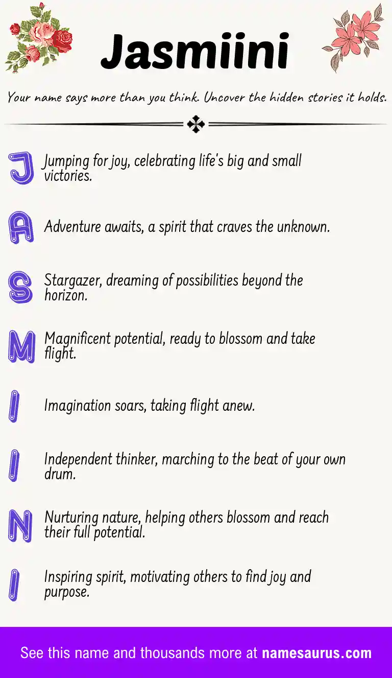Acrostic poem about Jasmiini.