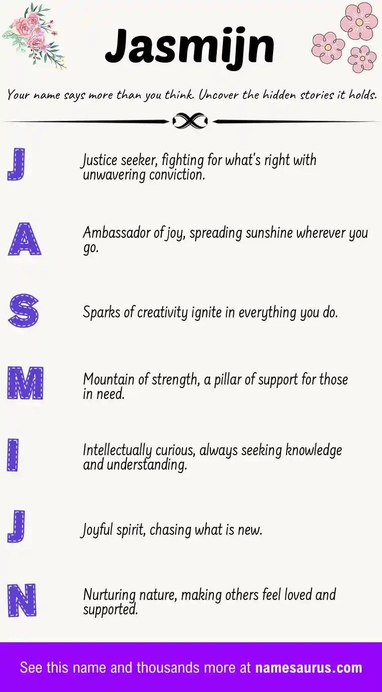 Acrostic poem about Jasmijn.