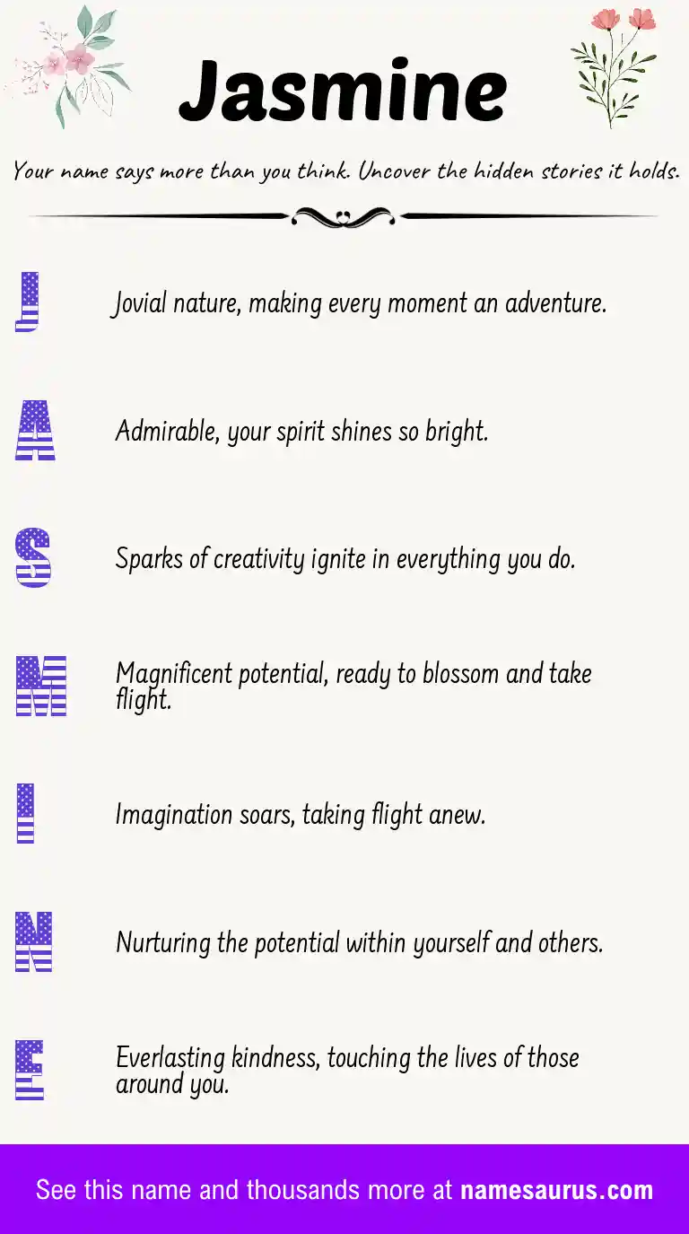 Acrostic poem about Jasmine.