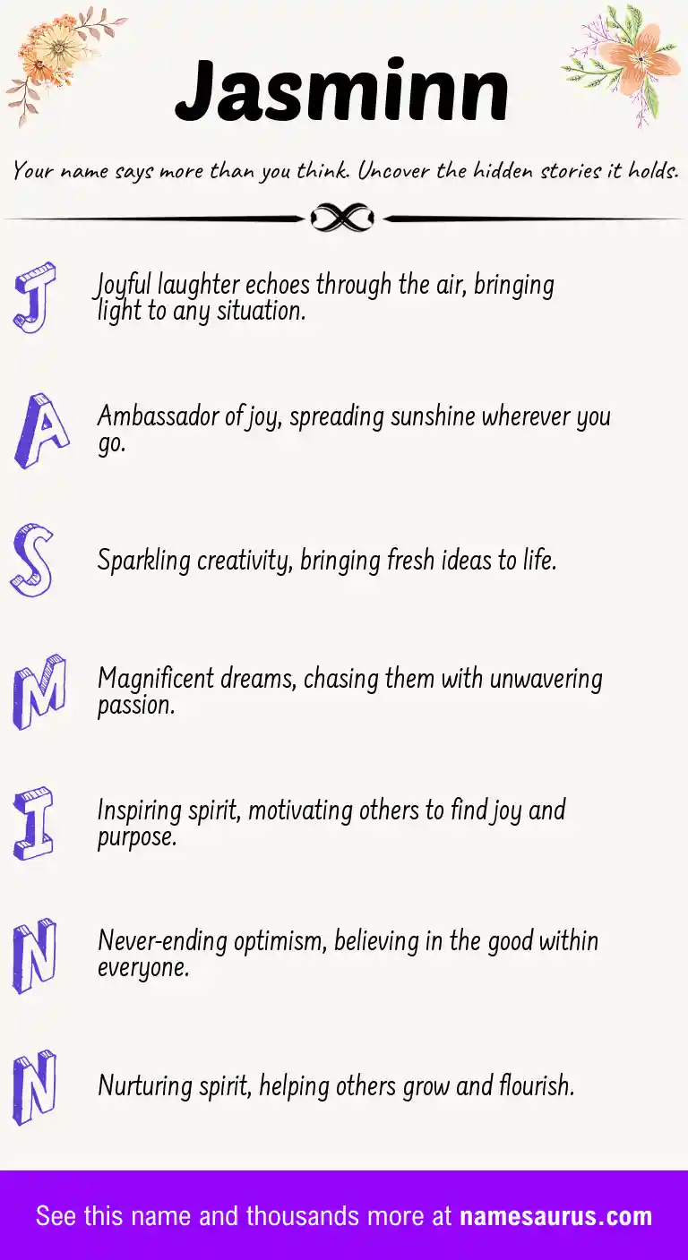 Acrostic poem about Jasminn.