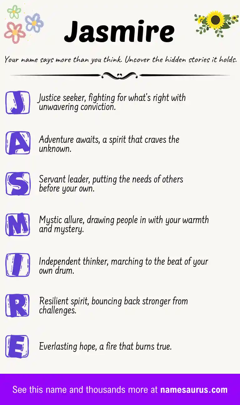 Acrostic poem about Jasmire.