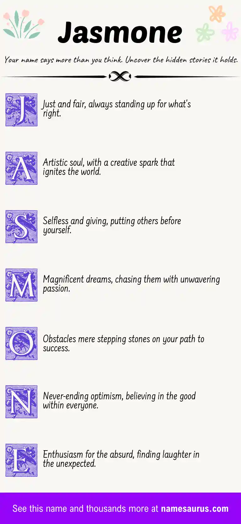 Acrostic poem about Jasmone.