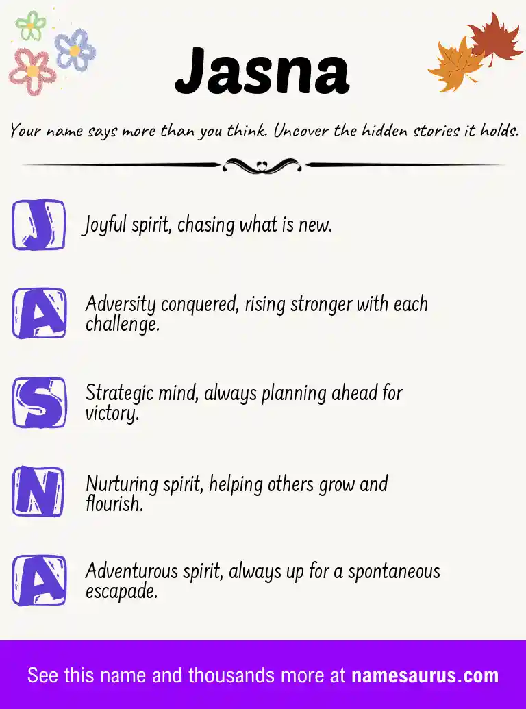 Acrostic poem about Jasna.