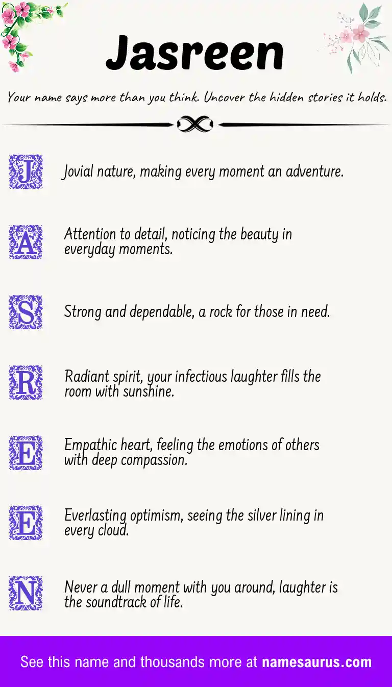 Acrostic poem about Jasreen.