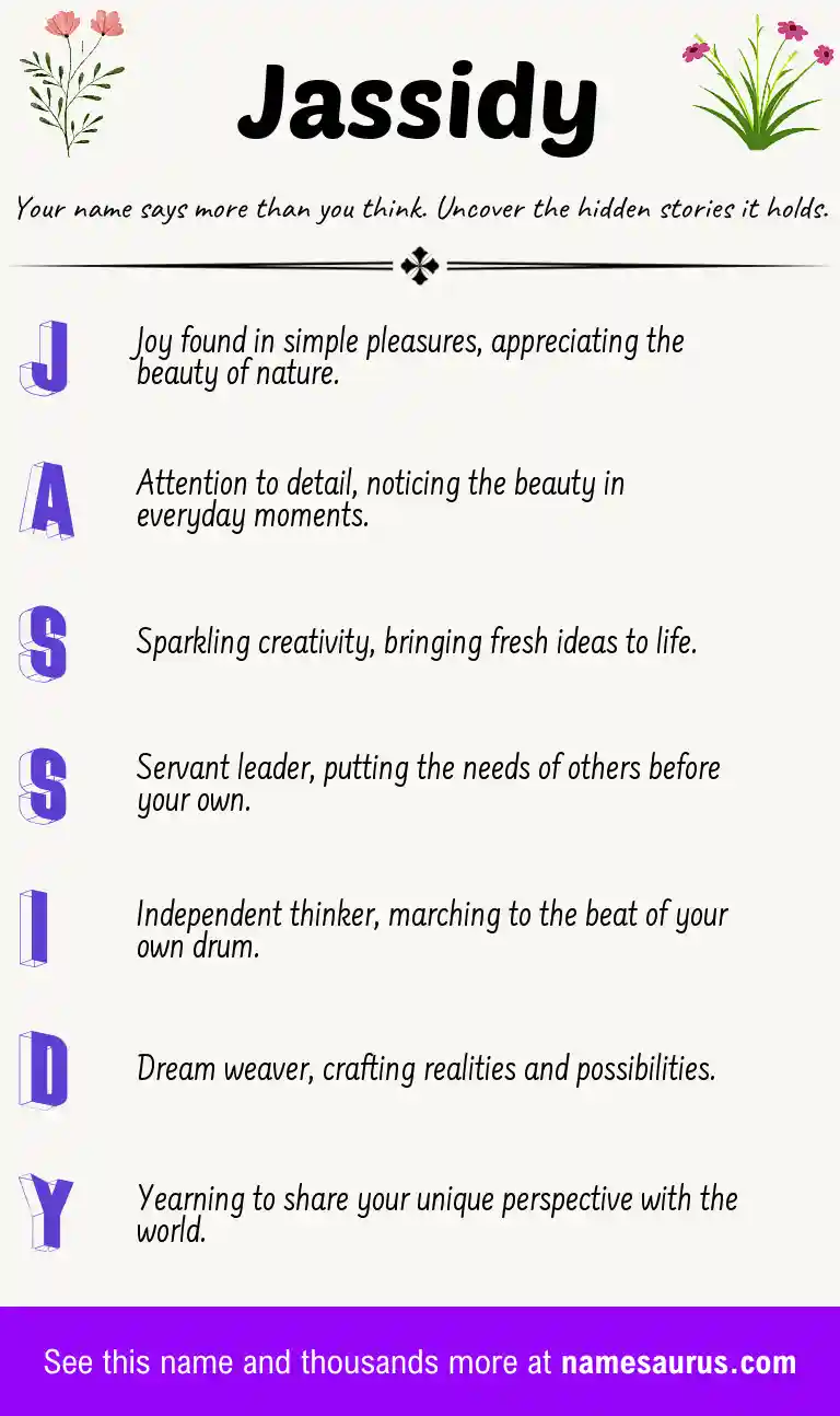 Acrostic poem about Jassidy.