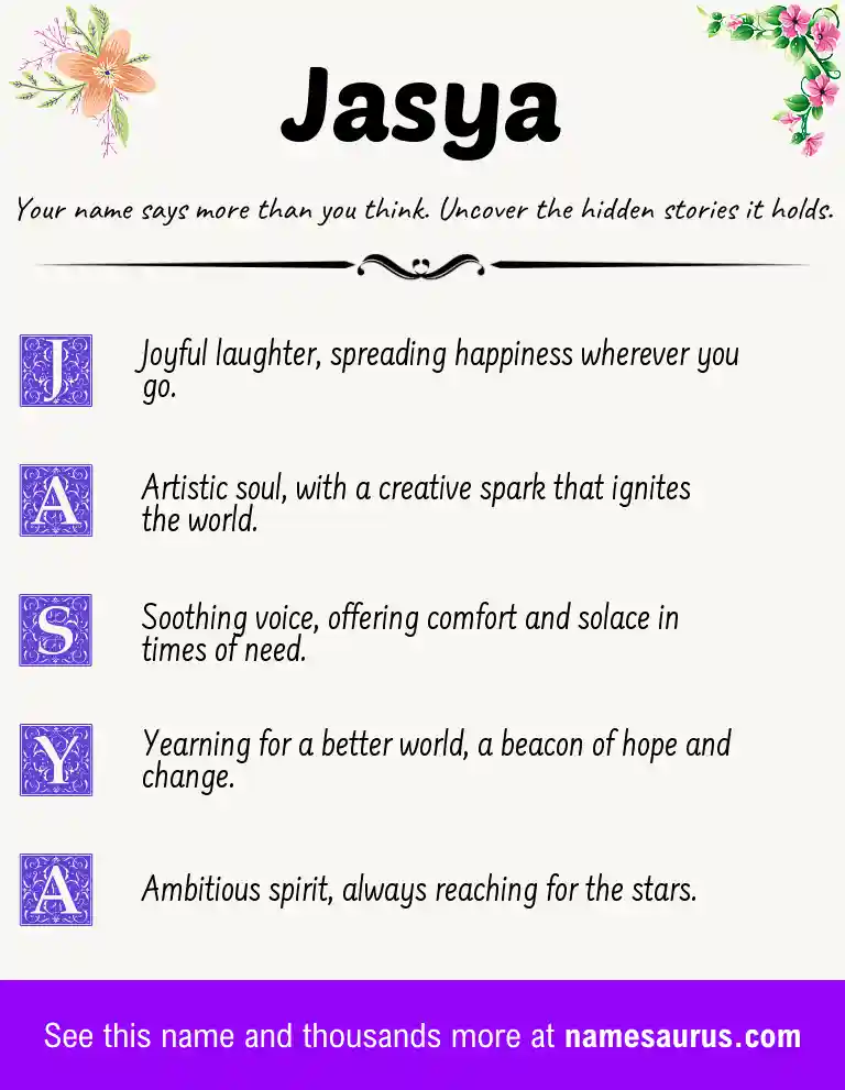 Acrostic poem about Jasya.