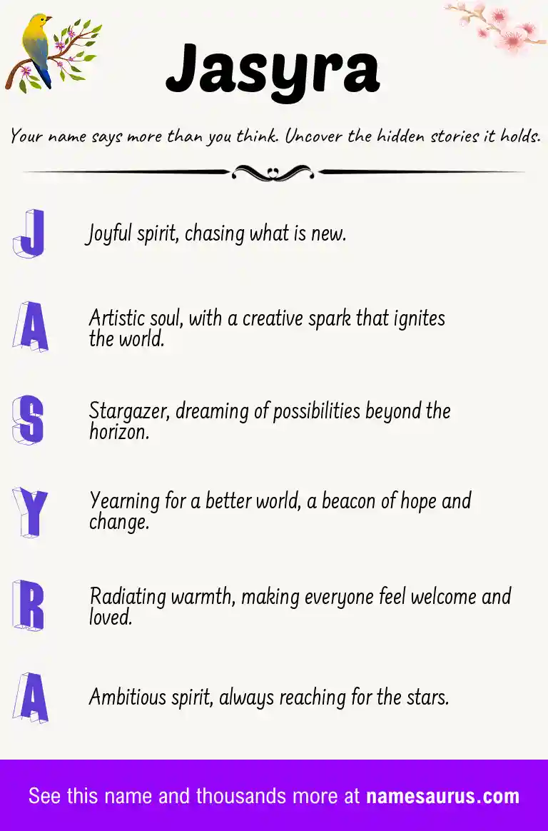 Acrostic poem about Jasyra.