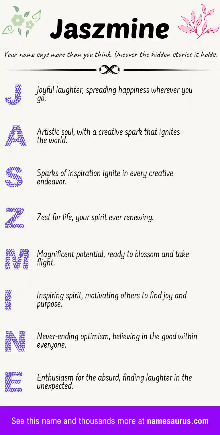 Acrostic poem about Jaszmine.