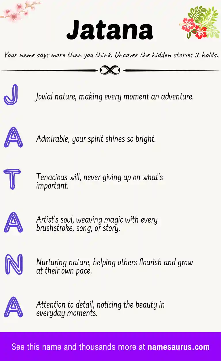 Acrostic poem about Jatana.