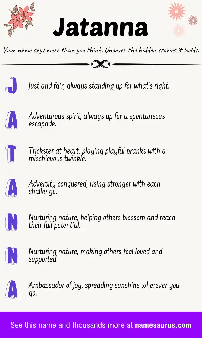Acrostic poem about Jatanna.