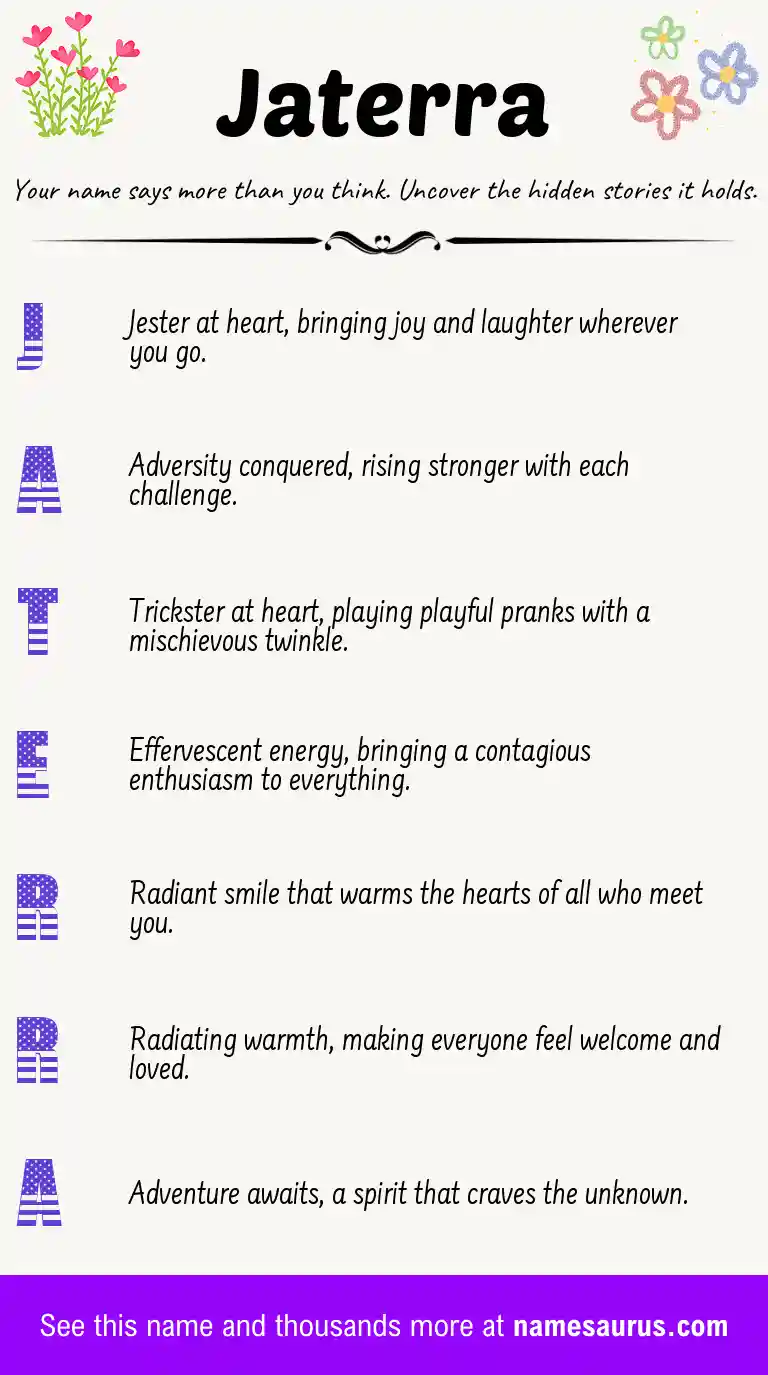 Acrostic poem about Jaterra.