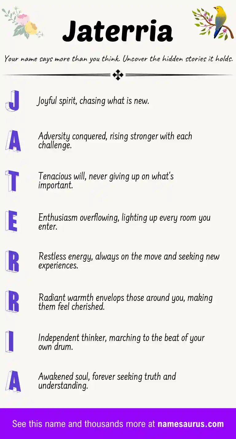 Acrostic poem about Jaterria.
