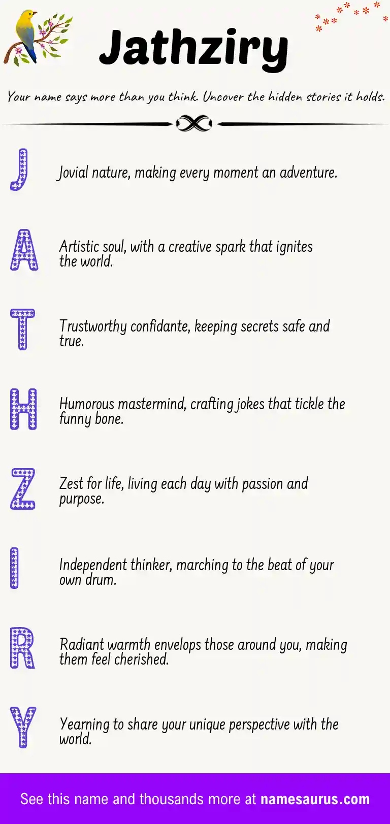 Acrostic poem about Jathziry.