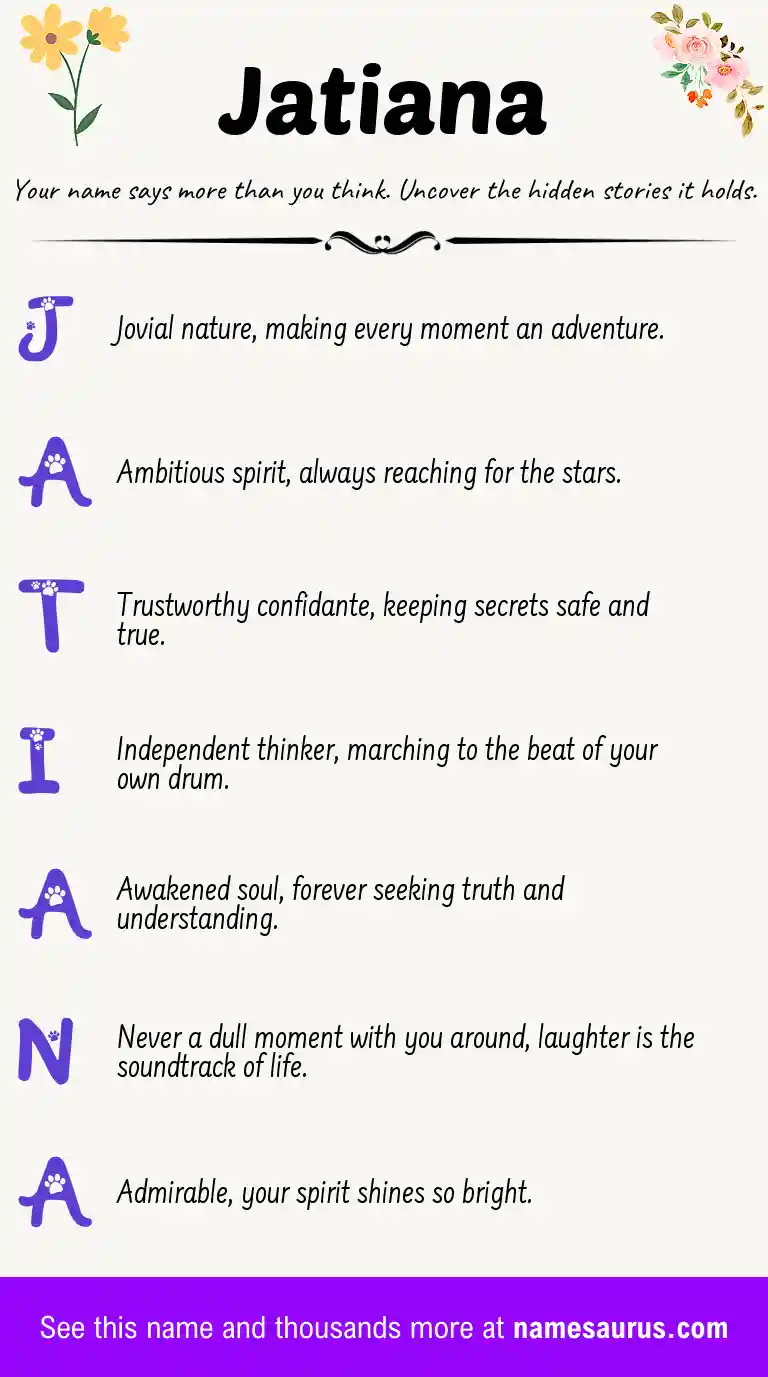 Acrostic poem about Jatiana.