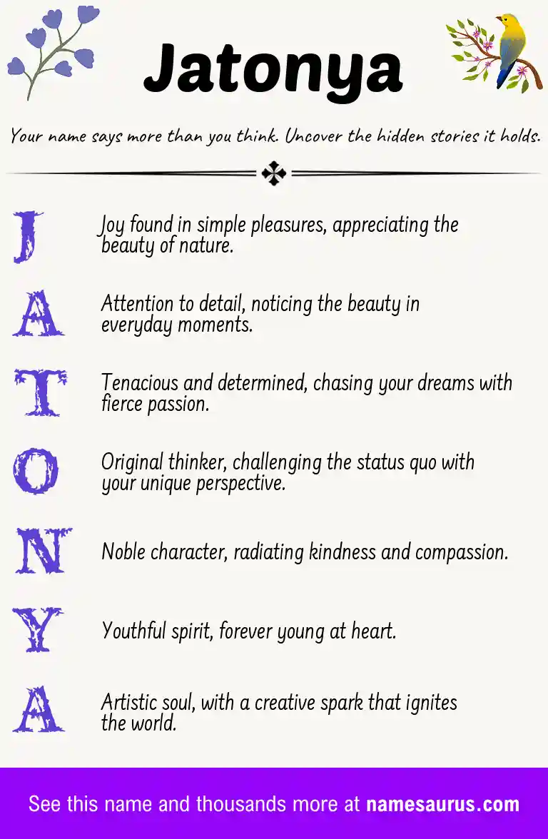 Acrostic poem about Jatonya.