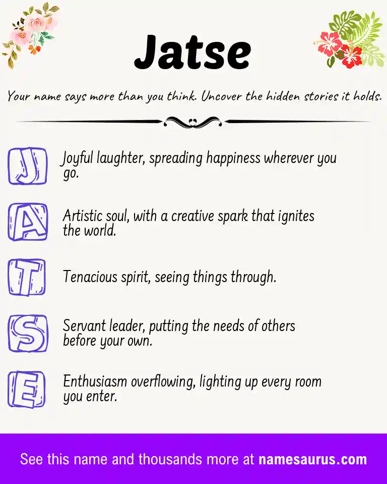 Acrostic poem about Jatse.
