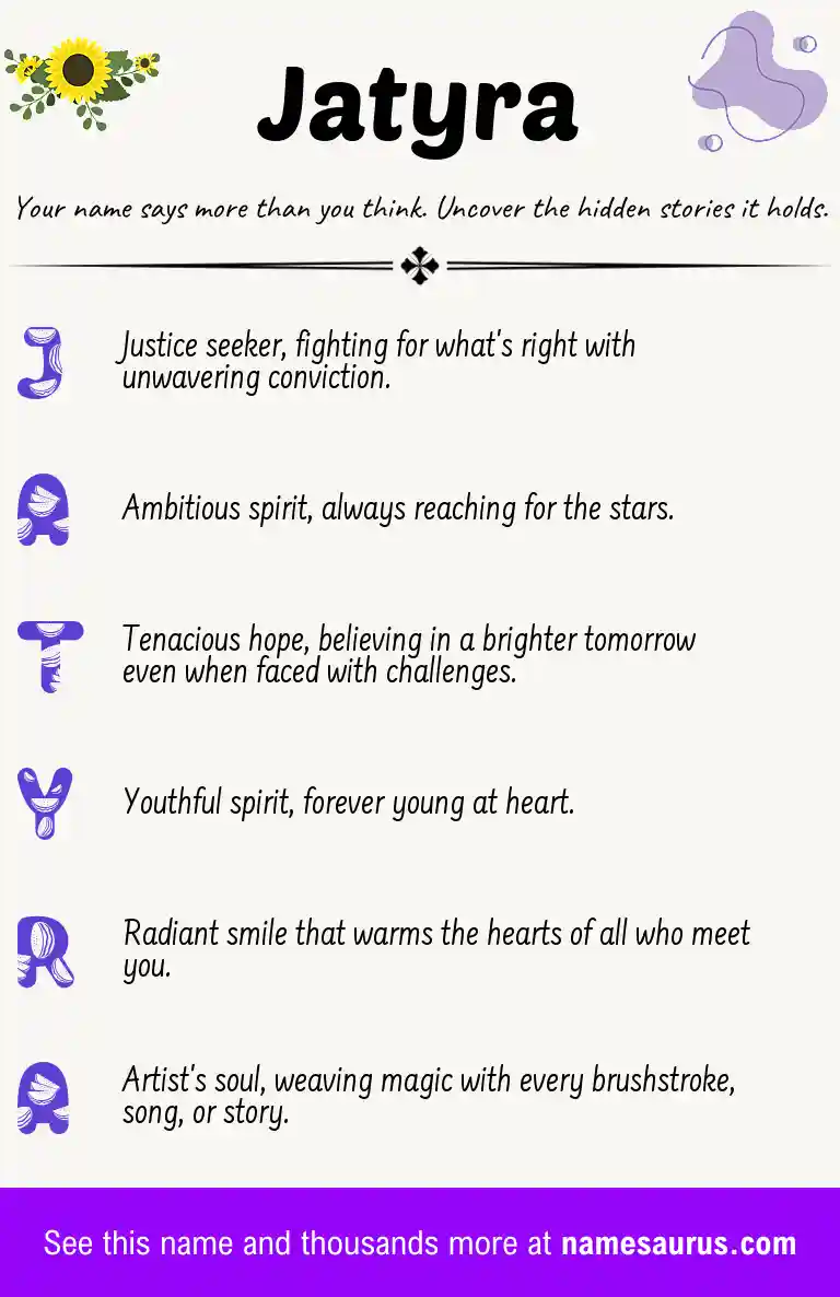 Acrostic poem about Jatyra.