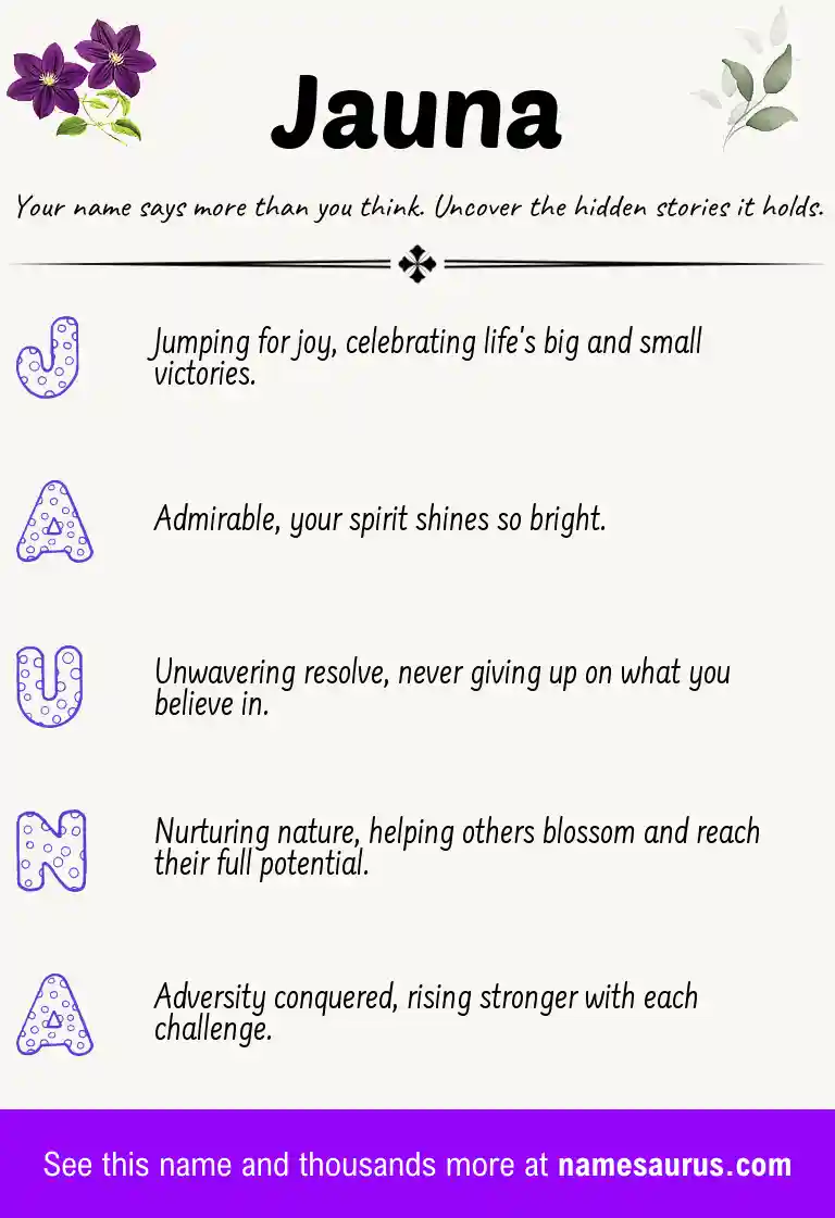 Acrostic poem about Jauna.