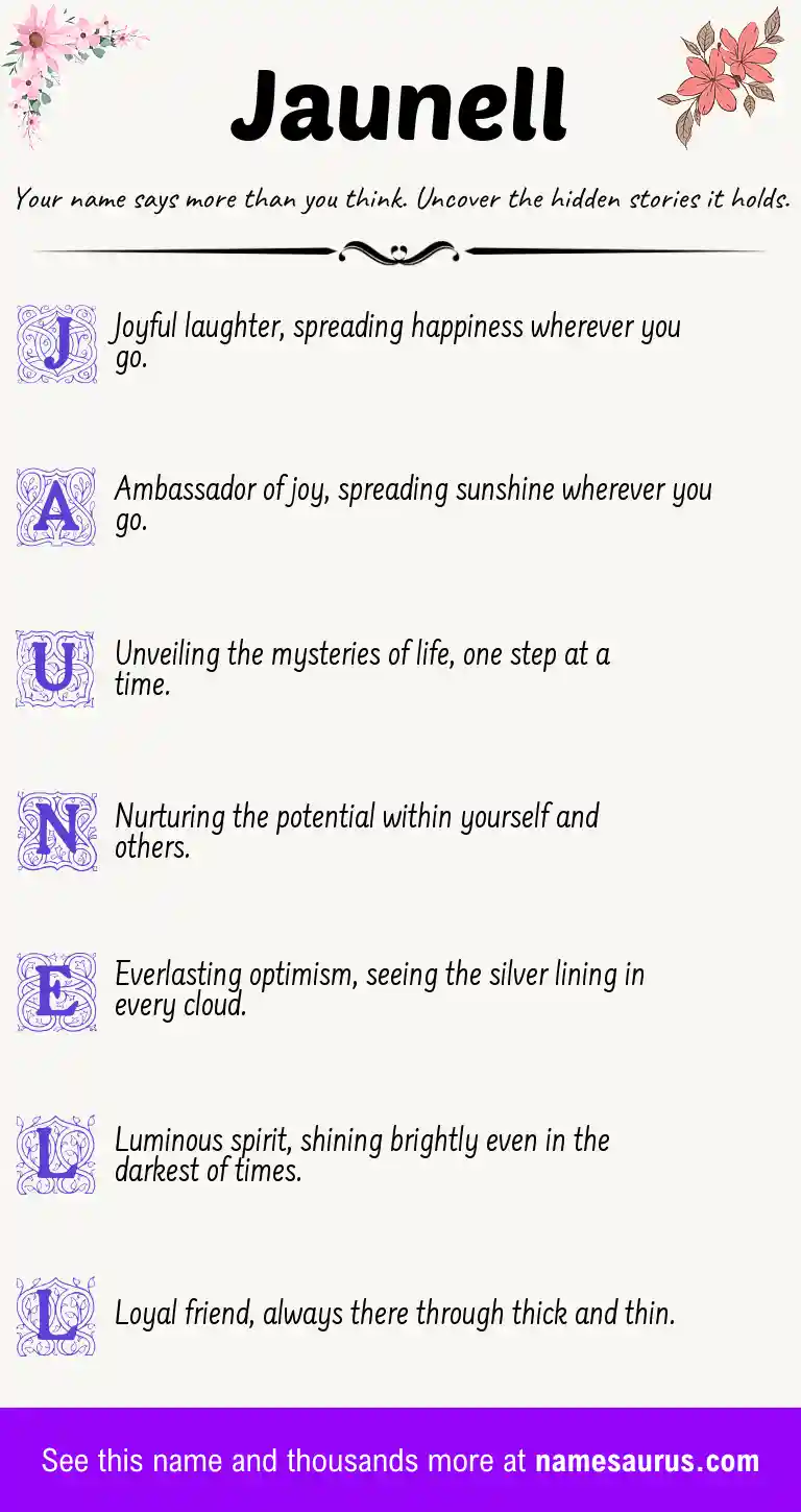 Acrostic poem about Jaunell.