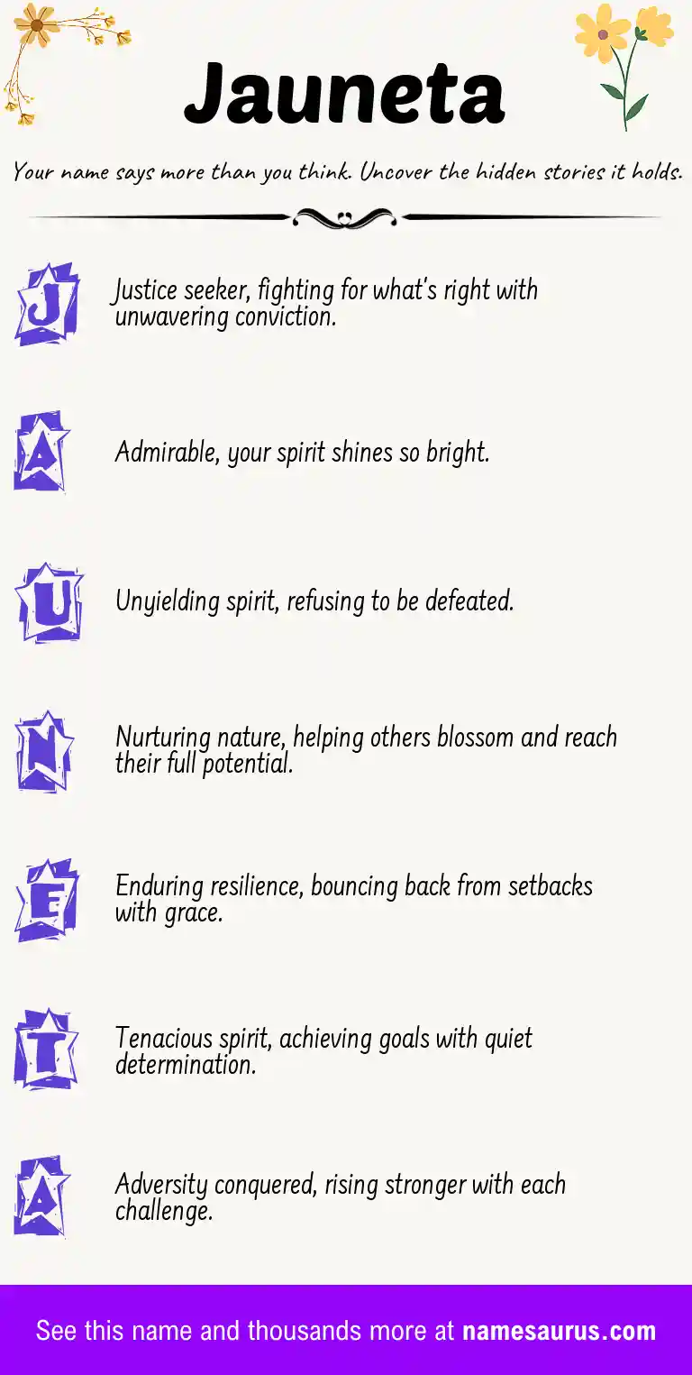 Acrostic poem about Jauneta.