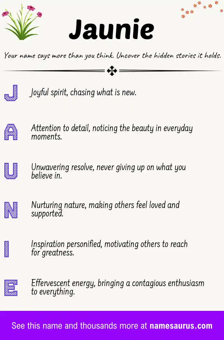 Acrostic poem about Jaunie.