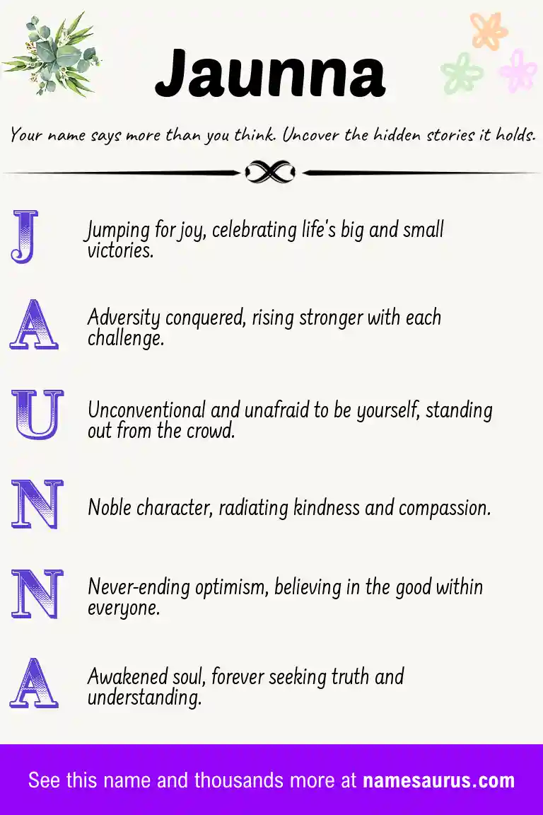 Acrostic poem about Jaunna.
