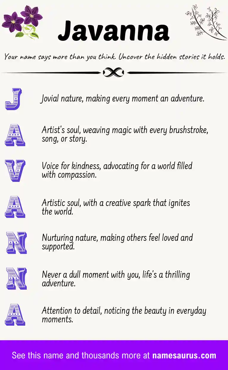 Acrostic poem about Javanna.