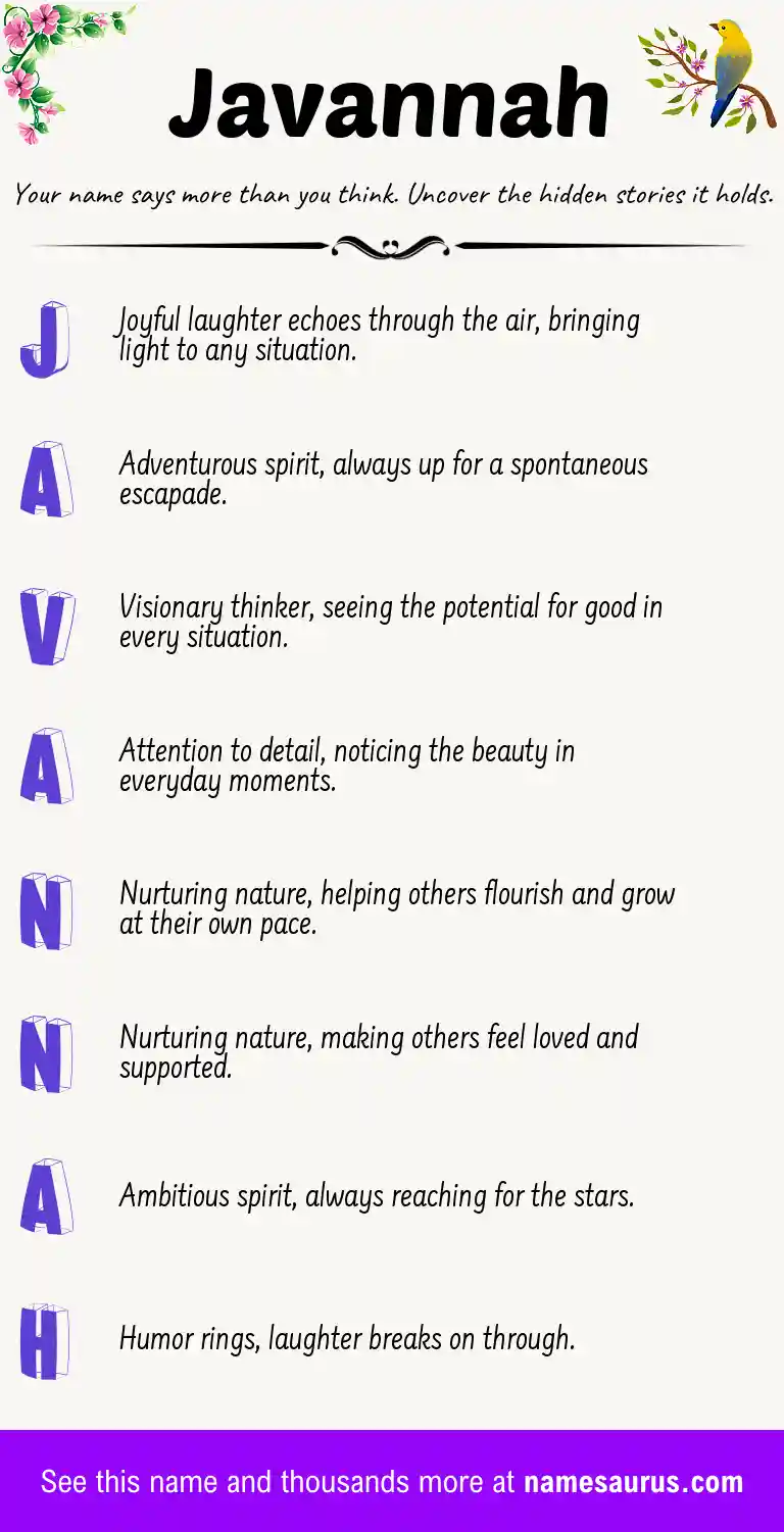 Acrostic poem about Javannah.