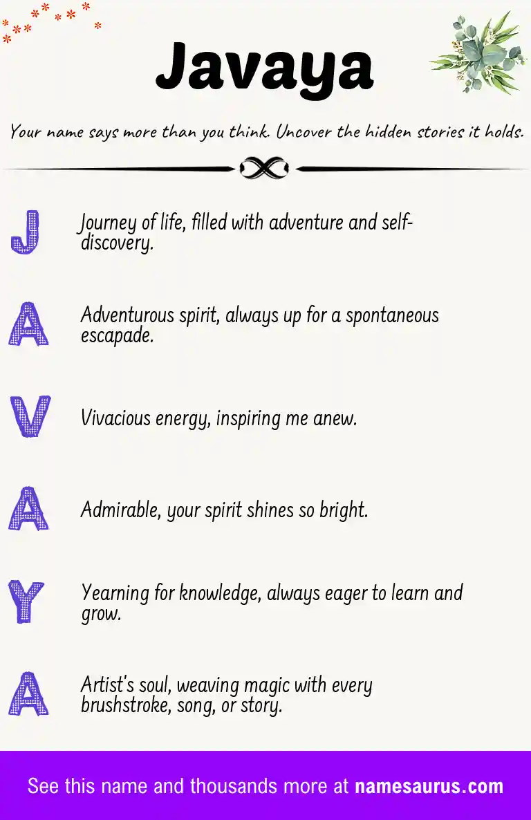 Acrostic poem about Javaya.