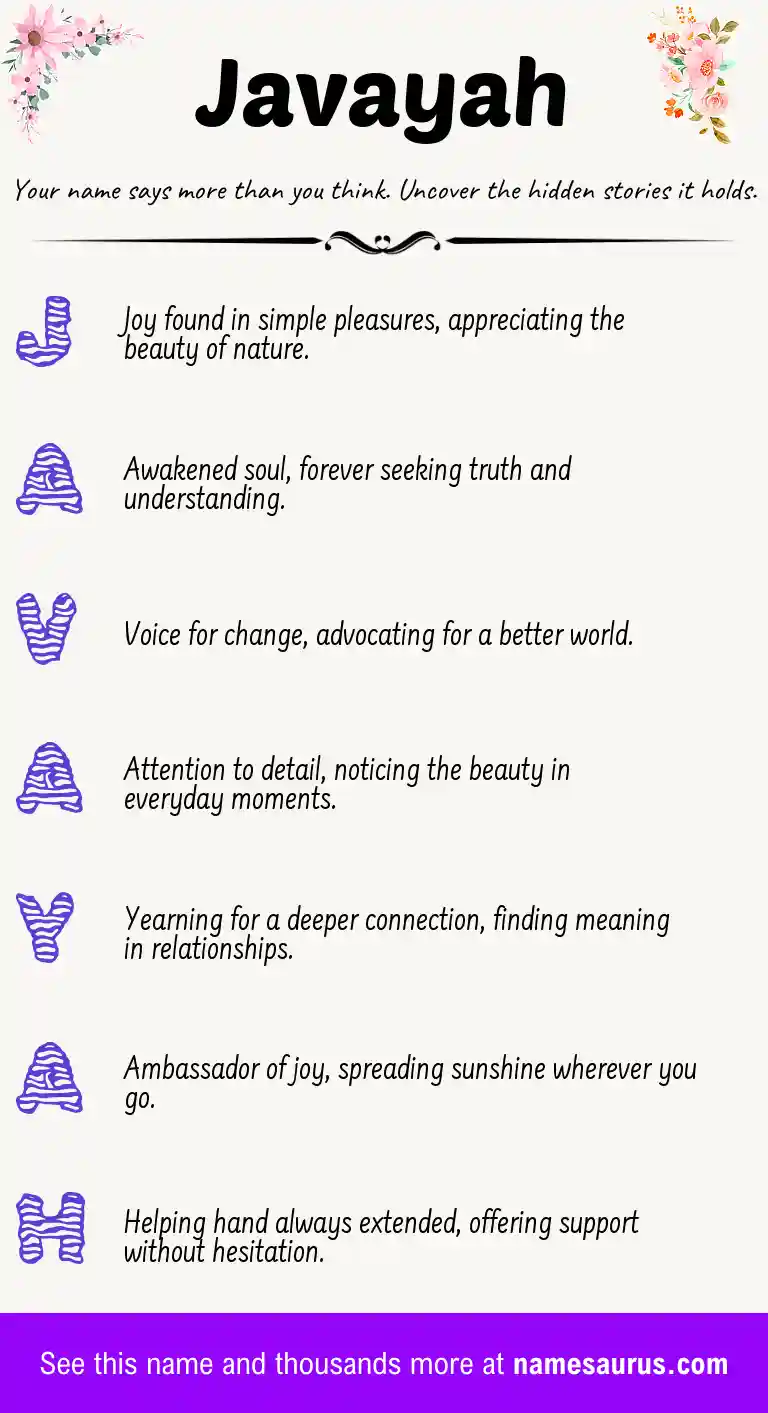Acrostic poem about Javayah.