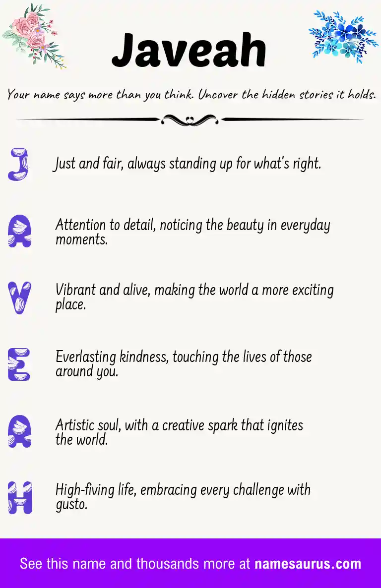 Acrostic poem about Javeah.