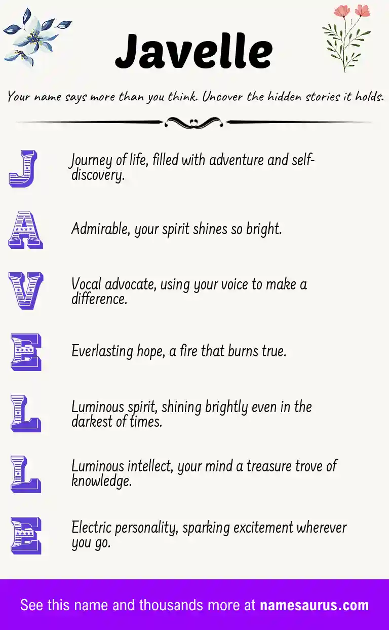 Acrostic poem about Javelle.