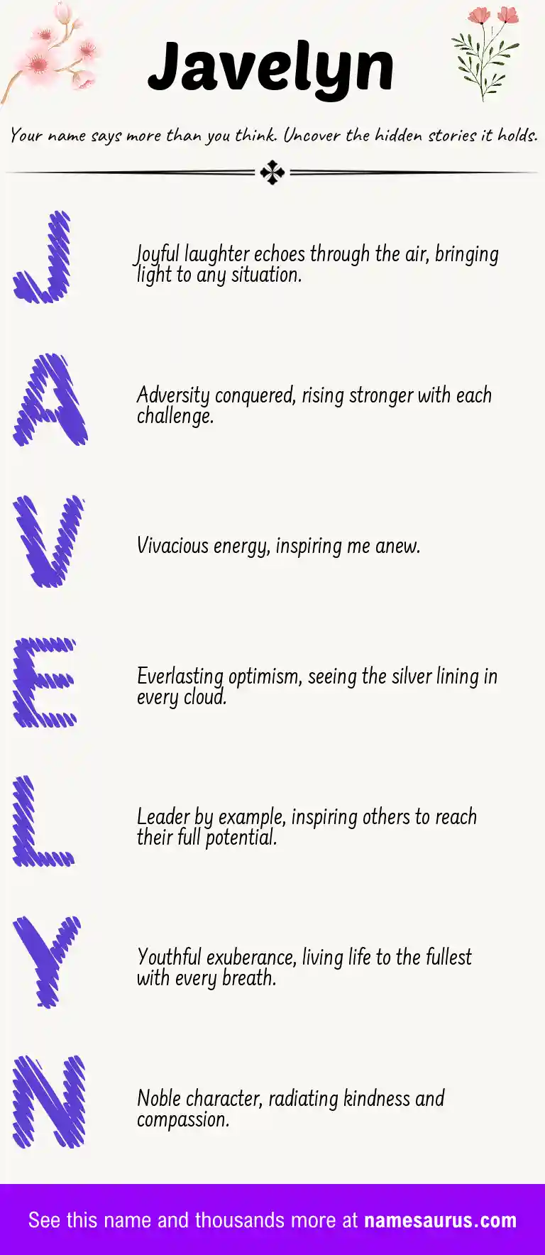 Acrostic poem about Javelyn.