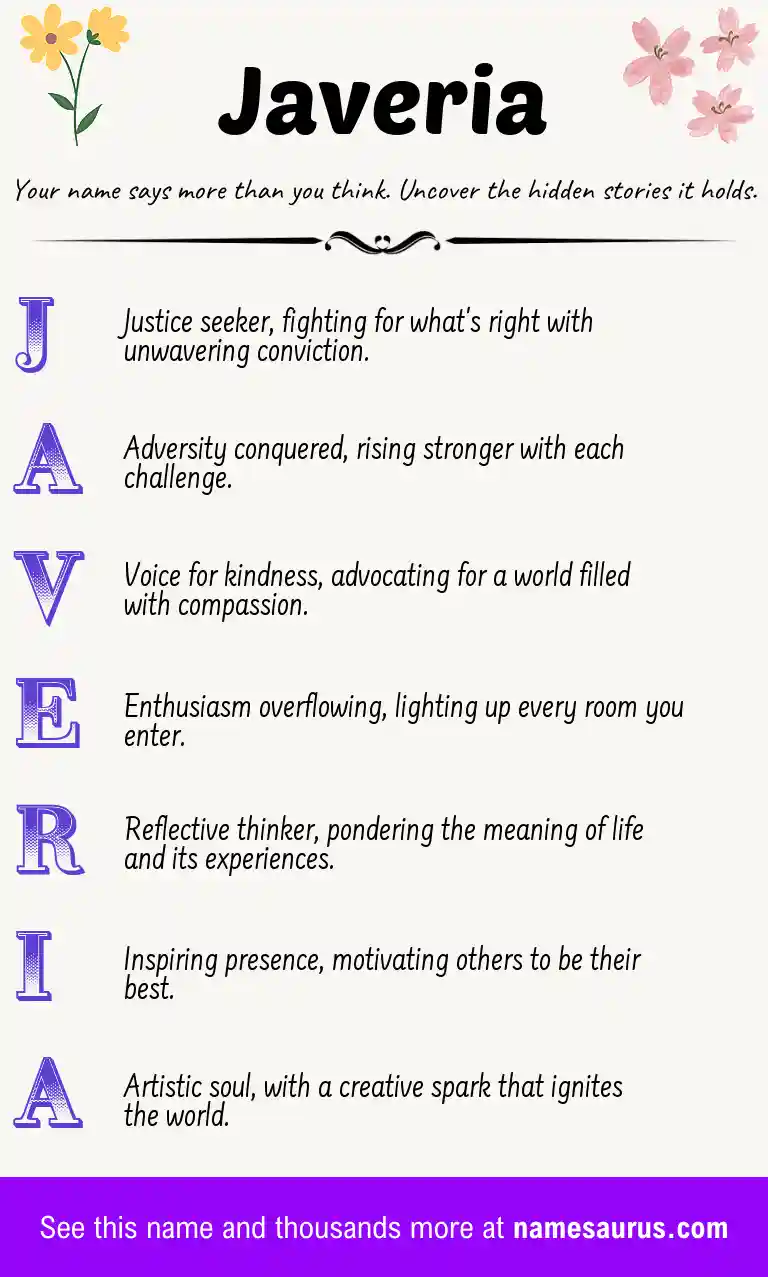 Acrostic poem about Javeria.
