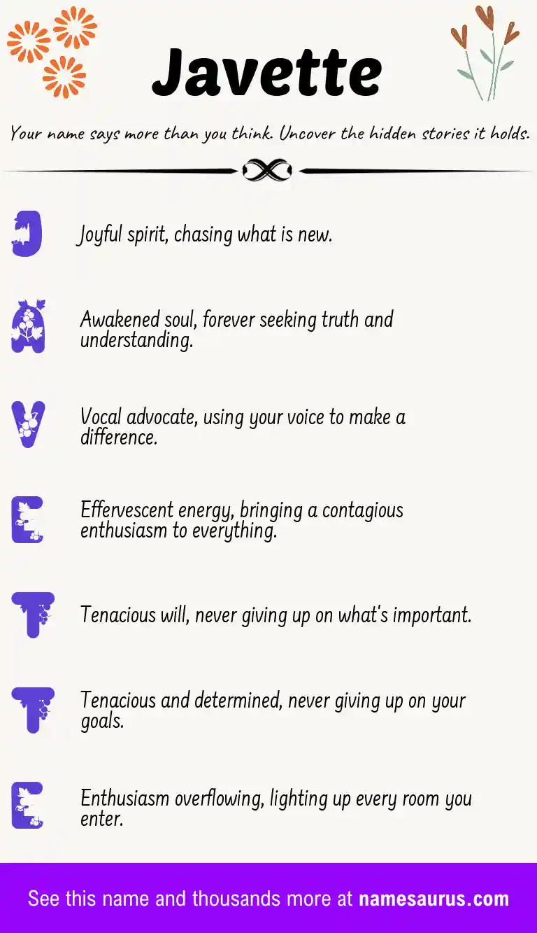 Acrostic poem about Javette.