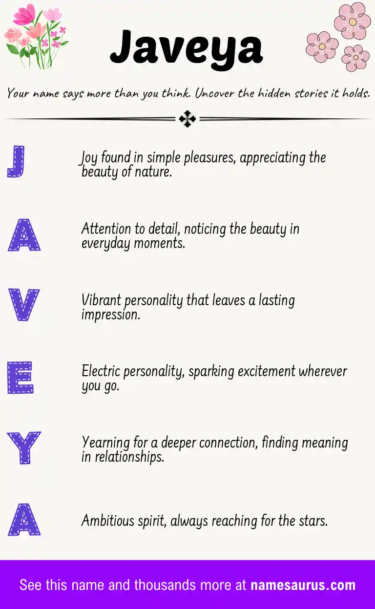 Acrostic poem about Javeya.