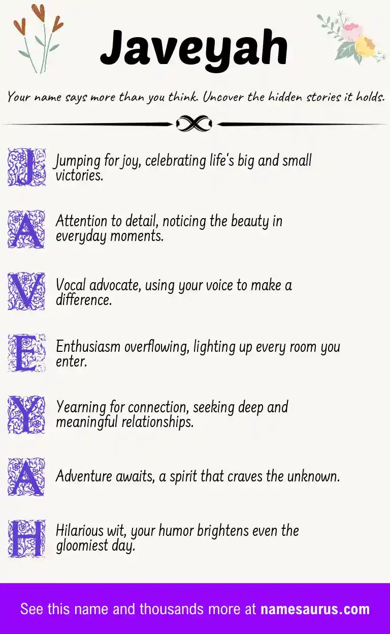 Acrostic poem about Javeyah.