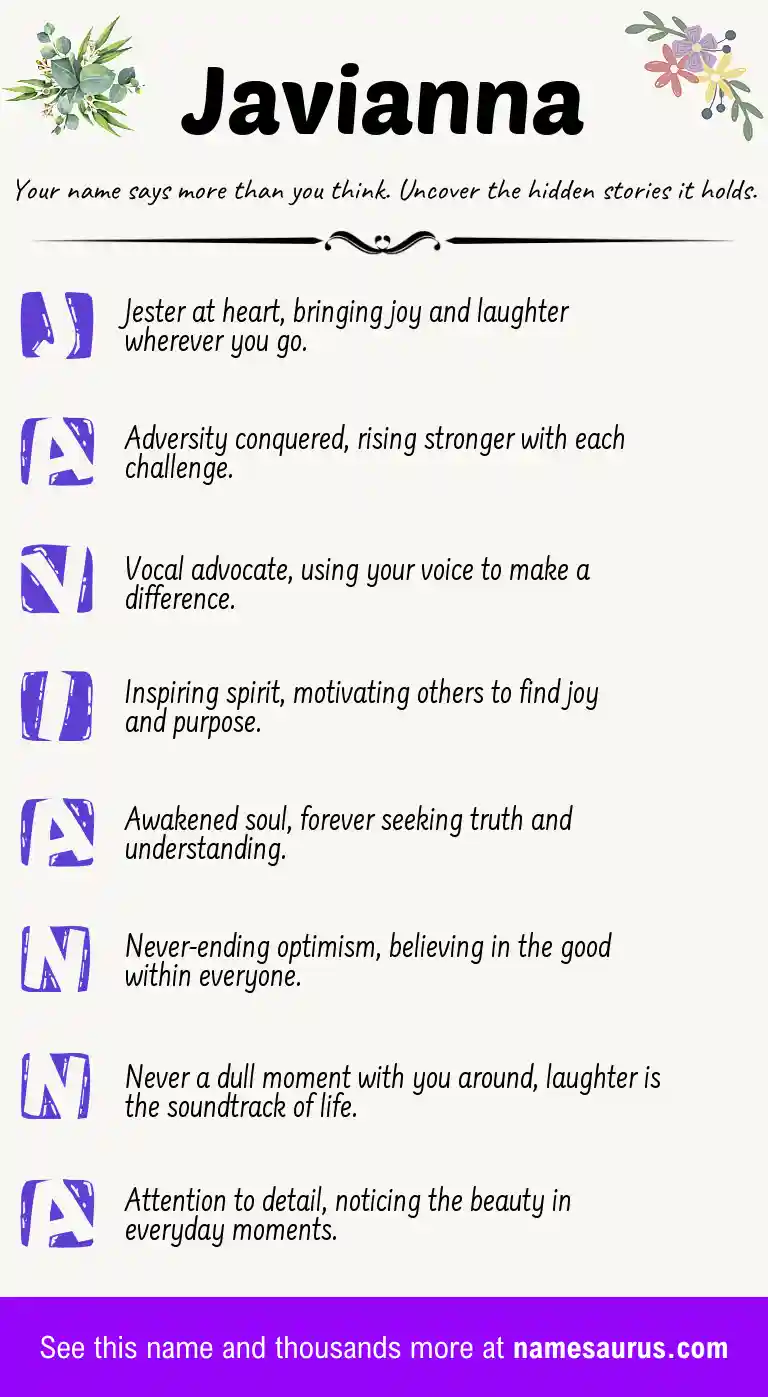Acrostic poem about Javianna.
