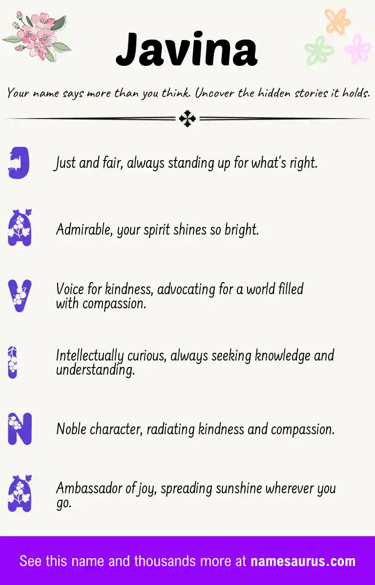 Acrostic poem about Javina.