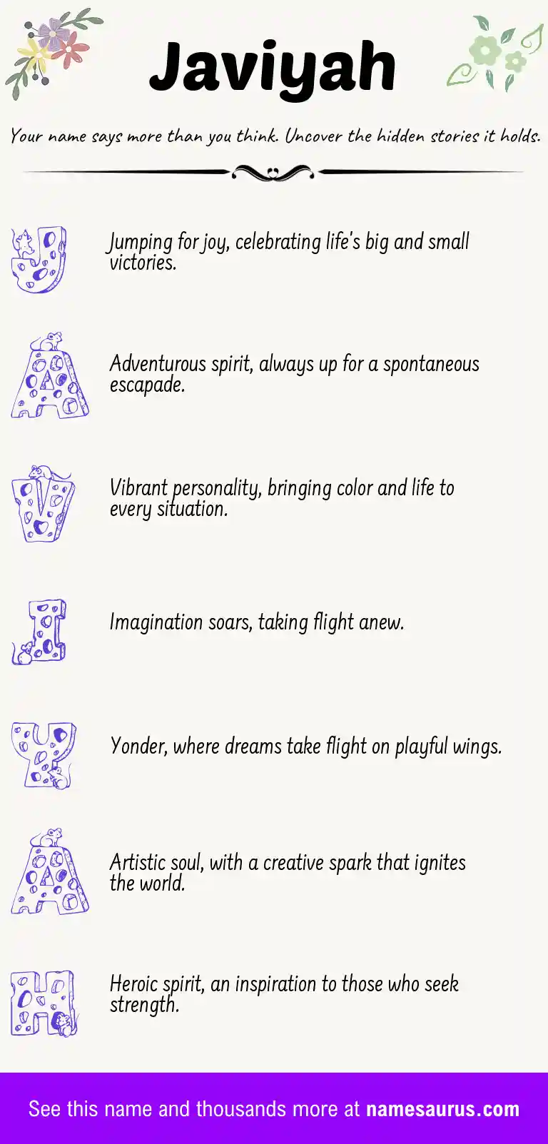 Acrostic poem about Javiyah.