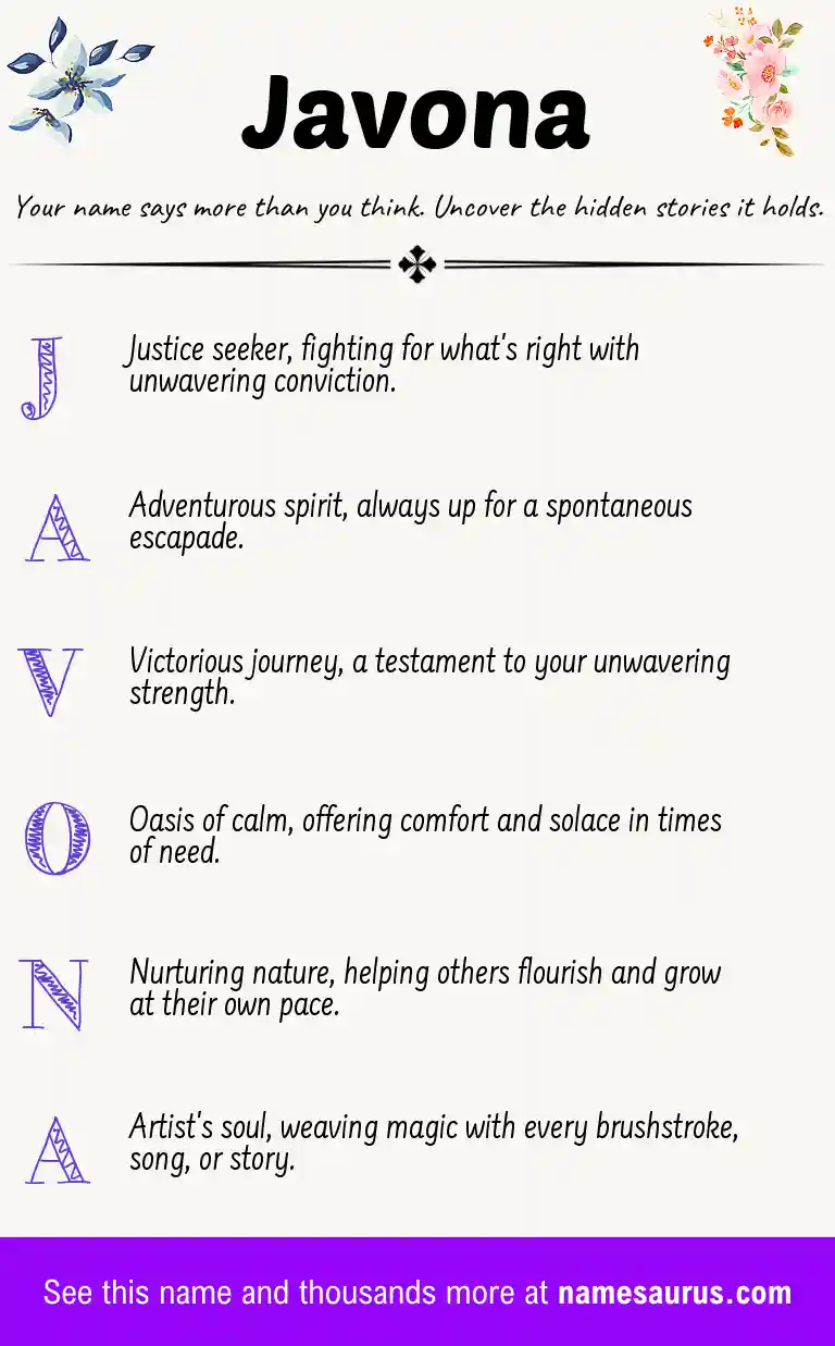 Acrostic poem about Javona.