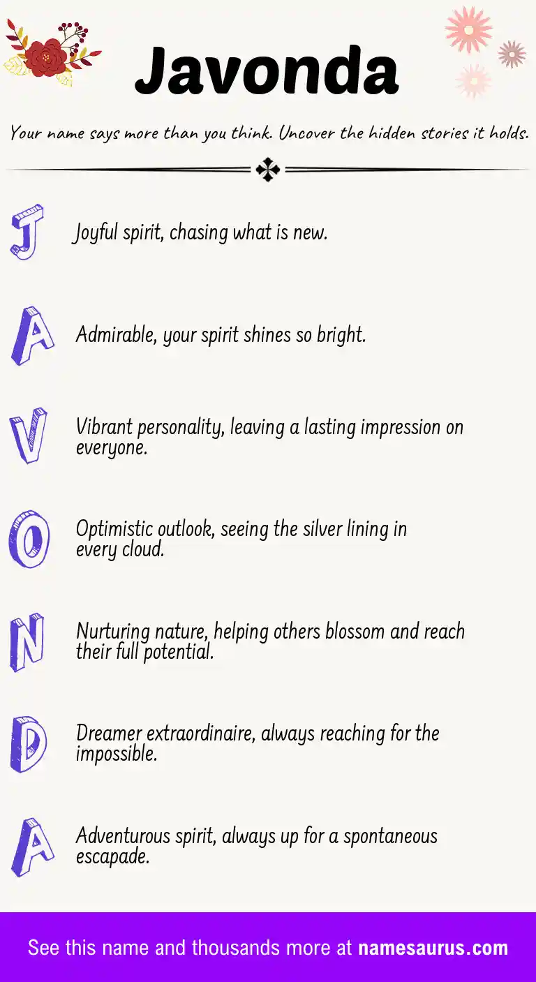Acrostic poem about Javonda.