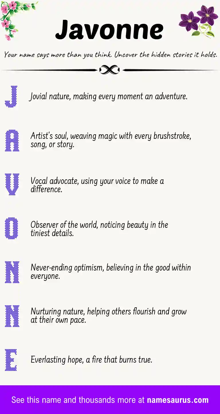 Acrostic poem about Javonne.
