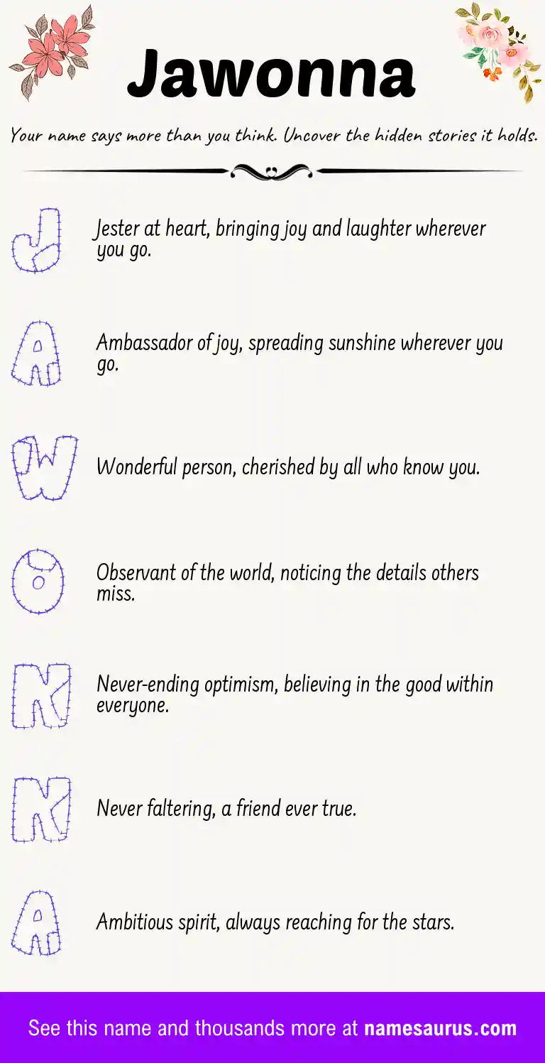Acrostic poem about Jawonna.